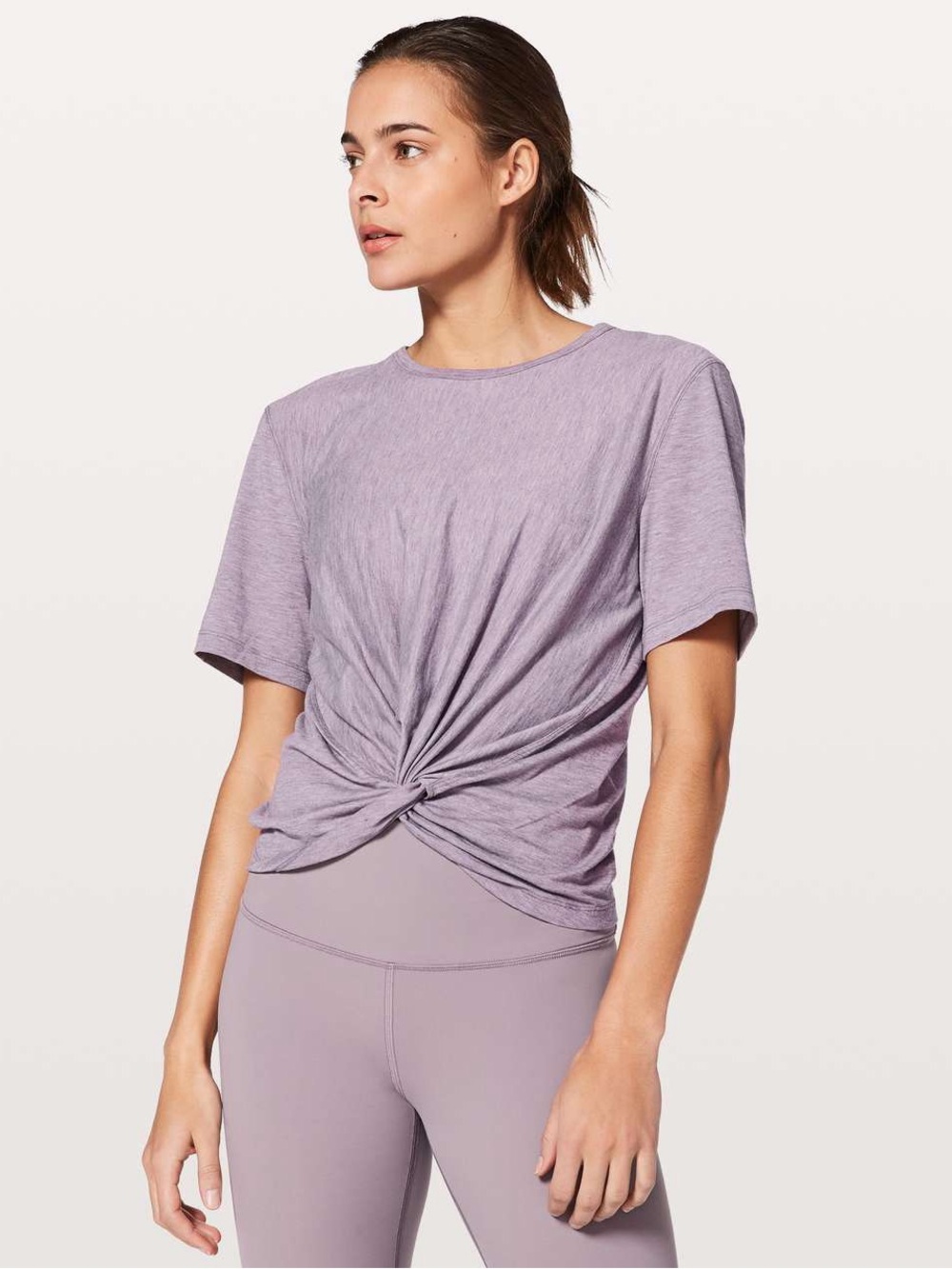 Lululemon Athletica Crescent Tee in Heathered Dusty Dawn Sz 6